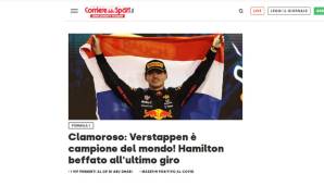 Corriere dello Sport: "Weltmeister Max, das letzte Rennen ist spannender als ein Film. Der neue Kaiser der Formel 1 hat einen Giganten vom Format Lewis Hamiltons gedemütigt."