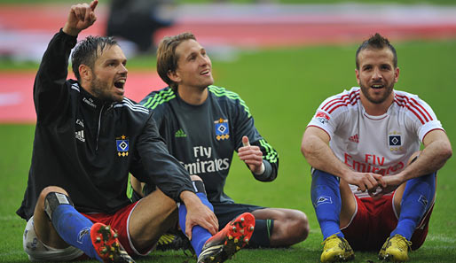 Die HSV-Tiere Westermann, Adler und van der Vaart (von links nach - genau! - rechts)