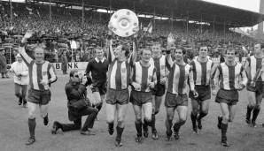 1968/69: Tabellenführer FC Bayern München (29:15 Punkte, 40:21 Tore) - 1 Punkt Vorsprung auf Eintracht Braunschweig (31:20 Tore). Meister: FC Bayern München