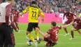 Die Aufregerszene des 31. Spieltags: Bayern Münchens Benjamin Pavard bringt BVB-Star Jude Bellingham zu Fall, kommt aber straffrei davon.