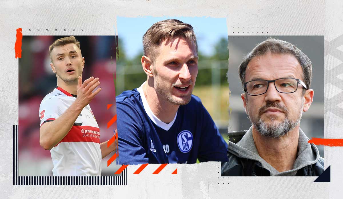 Sasa Kalajdzic (l.) könnte Stuttgart noch verlassen, Sebastian Polter (M.) verstärkt Schalke und Fredi Bobic ist auf Einnahmen angewiesen.