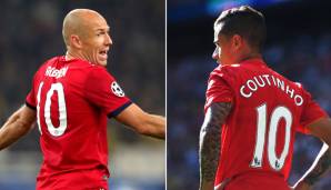 Arjen Robben trug bei den Bayern jahrelang die Nummer 10. Coutinho tritt in seine Fußstapfen.