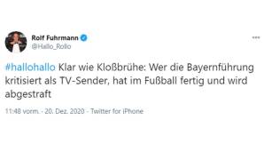 Rolf Fuhrmann (ehemaliger Reporter bei Sky) kritisiert das Ausbleiben von kritischen Nachfragen bei den Aussagen von Karl-Heinz Rummenigge.