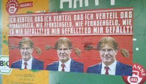 2020 wurden in München beispielsweise Bilder von Rummenigge mit Zöpfen von Pippi Langstrumpf und der Botschaft "Ich verteil das Fernsehgeld, wie es mir gefällt" plakatiert. Hintergrund: Die Bayern lehnten eine Reform des Verteilungsschlüssels ab.