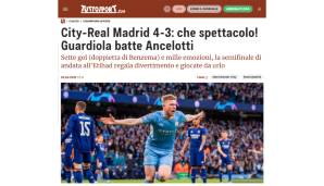 Tuttosport: "Eine Show in Manchester! Guardiola schlägt Ancelotti, aber das Duell wird in Madrid entschieden."