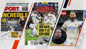 Durch einen 3:1-Sieg gegen Manchester City zieht Real Madrid ins Finale der Champions League ein. Die Presse feiert einmal mehr die unglaubliche Mentalität der Königlichen. Pep Guardiola und die Citizens bekommen derweil ihr Fett weg. Die Pressestimmen.