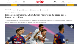 OUEST FRANCE: "Die Bayern spielten dämonisch. Eine historische Demütigung für Barca. (...) Thomas Müller war der Fahnenträger einer Mannschaft, die seit der Wiederaufnahme der Wettbewerbe eine unvergleichbare Stärke zeigt."