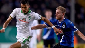 Für Davie Selke (l.) und seine Bremer war im Achtelfinale des Pokals Endstation