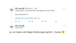 Obwohl die Freiburger Führung nach einem nicht strafbaren Handspiel von Sallai zurecht zählte, verkündete RB Leipzig auf Twitter: "Das ist Wahnsinn!" Der eine oder andere User dachte da an Wolfgang Petry ...