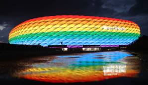 Die Münchner Allianz Arena soll am letzten Spieltag der EM-Gruppe F zwischen Deutschland und Ungarn am Mittwochabend in Regenbogenfarben leuchten.