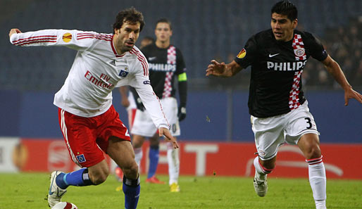 Ohne Ruud van Nistelrooy (l.) muss der Hamburger SV das Rückspiel bestreiten