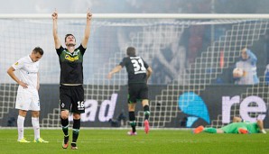 Havard Nordtveit jubelt über seinen Treffer für die Gladbacher