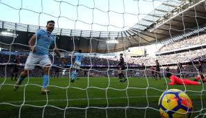 Platz 4: Sergio Agüero (Manchester City). Der dritte und letzte City-Akteur in den Top 15. Mit acht Saisontoren trifft Agüero derzeit alle 75,6 Minuten