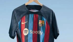 FC Barcelona - Heimtrikot: Offiziell! Die Katalanen laufen im Camp Nou künftig im klassischen rot-blauen Streifenmuster auf - eine Hommage an die Olympischen Spiele 1992. Auffällig: der neue Sponsor Spotify.