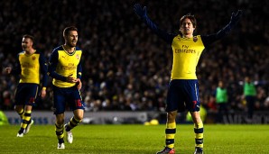 Tomas Rosicky und der Arsenal jubeln über das Erreichen der nächsten Runde im FA-Cup