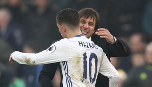 Eden Hazard und Antonio Conte