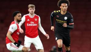 Leroy Sane am Freitagabend beim Spiel der Premier League 2 gegen Arsenal. City gewann 4:2.