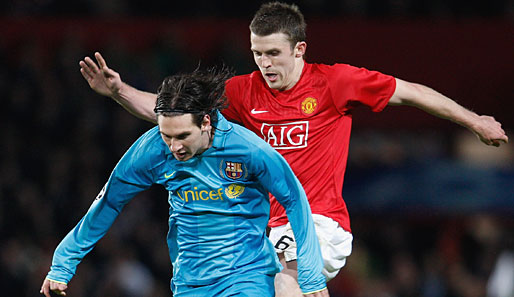 Treffen im Champions-League-Finale aufeinander: Michael Carrick (r.) und Lionel Messi