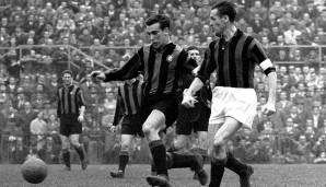 Platz 7: ANTONIO VALENTIN ANGELILLO (l.) - 98 Tore für AS Rom, AC Mailand, Inter Mailand und Lecce zwischen 1957 und 1968.