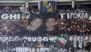 Choreographie der Juventus-Tifosi nach dem Tod von Riccardo Neri und Alessio Ferramosca