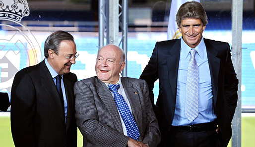 Präsident Florentino Perez (l.) will für den neuen Real-Coach Pellegrini (r.) auf Einkaufs-Tour gehen