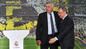 Florentino Perez (r.) und Carlo Ancelotti bei dessen Präsentation 2013