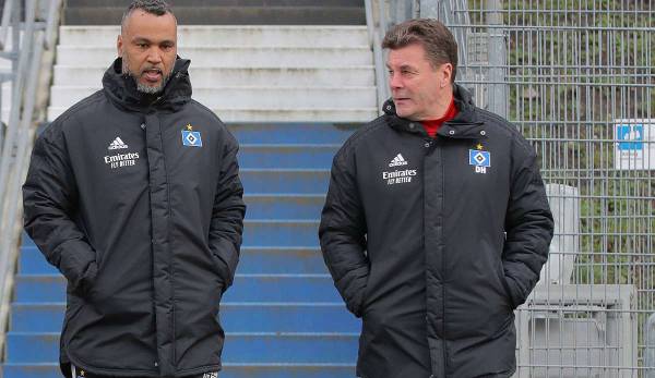 Patrick Esume (l.) ist Assistent von Dieter Hecking beim HSV.