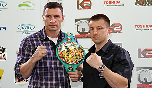 Wollen Breslau beben lassen: Titelverteidiger Witali Klitschko (l.) und Tomasz Adamek