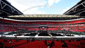 Die Ruhe vor dem Sturm: Am Nachmittag vor dem Showdown zwischen Wladimir Klitschko und Anthony Joshua ist das Wembley Stadium in London noch leer. Imposant ist die Szenerie aber dennoch