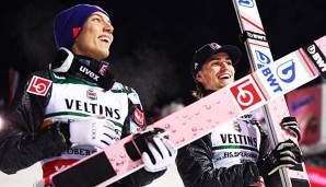 Johann Andre Forfang (links) gewinnt die Olympia-Generalprobe in Willingen.