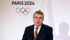 IOC Präsident Thomas Bach auf einer Pressekonferenz zu Olympia 2024