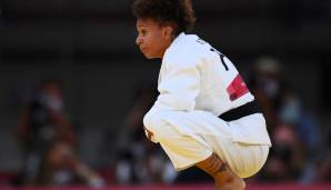Amandine Buchard (Frankreich) verlor das Judo-Finale gegen Uta Abe (Japan) und zeigte sich anschließend enntäuscht.