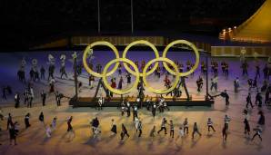 Zu sehen waren auch olympische Ringe aus Holz - gewachsen aus Samen, die am Rand der Olympischen Spiele 1964 gepflanzt worden waren.
