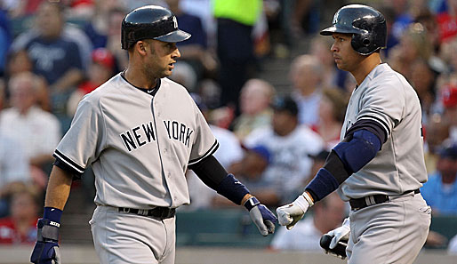 Die Yankees-Stars Derek Jeter (l.) und Alex Rodriguez setzen aus, um Verletzungen zu kurieren