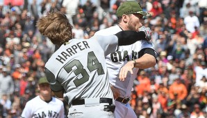 Bryce Harper rastete nach einem absichtlichen Hüfttreffer aus und ging auf den Übeltäter los