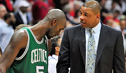 Kevin Garnett (l.) und Doc Rivers holten 2008 zusammen die Meisterschaft