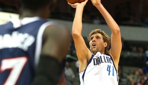 Dirk Nowitzki traf gegen Atlanta 8 von 14 Würfen und versenkte vier Dreier