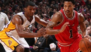 Derrick Rose (r.) kam beim Sieg gegen die Lakers auf 20 Punkte