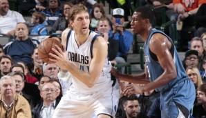 Dirk Nowitzki (l.) machte gegen die Timberwolves ein effektives Spiel