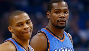 Wer führt im OKC-internen MVP-Rennen? Russell Westbrook (l.) hat gute Argumente