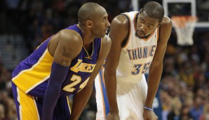 Kobe Bryant (l.) und Kevin Durant sind trotz ihrer Verletzungen die Lieblinge der neuen Rookies