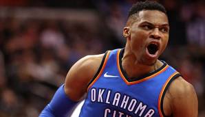 Russell Westbrook im Trikot der Oklahoma City Thunder.