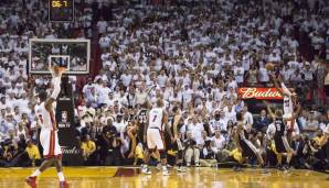 Platz 10: Die 2013er Heat (16-7). Die aufstrebenden Pacers besiegte Elimination-LeBron in 7, auch gegen die Spurs ging es über die volle Distanz – dank Ray Allen, der die Heat mit seinem Eckendreier in Spiel 6 rettete.