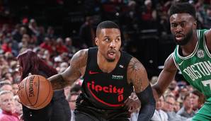 Damian Lillard verbuchte gegen die Boston Celtics ein Double-Double.