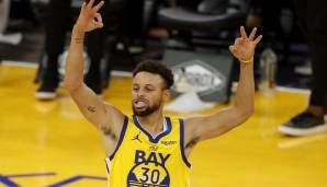 Platz 3: STEPHEN CURRY (Golden State Warriors) - 9 Dreier bei 14 Versuchen am 8. Januar 2021 gegen die L.A. Clippers