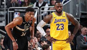 Giannis Antetokounmpo (l.) und LeBron James werden als Favoriten im MVP-Rennen gehandelt.