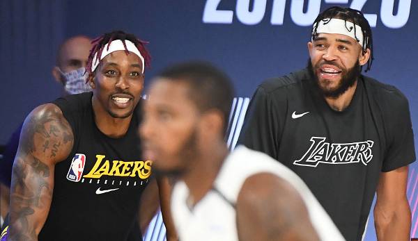 Die Lakers-Center Dwight Howard (l.) und JaVale McGee könnten in den West-Finals gegen die Nuggets wieder vermehrt zum Einsatz kommen.