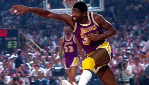 Platz 7: MAGIC JOHNSON (Los Angeles Lakers, 1986/87) | Overall-Rating: 97 | Dreier-Rating: 76 | Dunk-Rating: 64