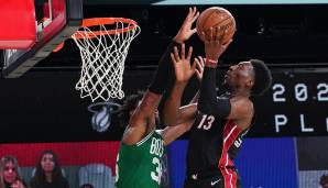PLATZ 5: Bam Adebayo (Forward/Center, Miami Heat) - 16 Prozent der Punkte - Stats 2019/20: 15,9 Punkte, 10,2 Rebounds, 5,1 Assists und 1,3 Blocks bei 55,7 Prozent aus dem Feld und 14,3 Prozent von Downtown in 33,6 Minuten (72 Spiele).