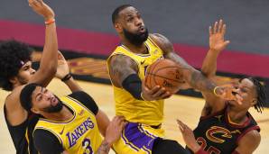 Platz 4: LEBRON JAMES (Los Angeles Lakers) – 46 Punkte (19/26 FG, 7/11 Dreier, 1/2 FT) am 25. Januar 2021 gegen die Cleveland Cavaliers